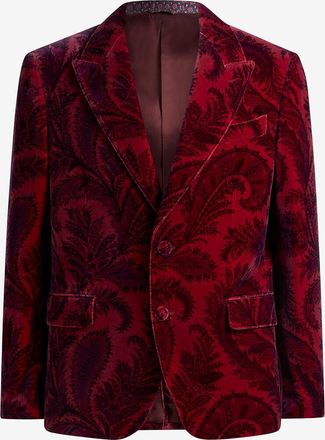 Etro Einreihiger Blazer aus Samt Paisley Foliage