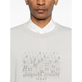 Maison Margiela Logo-Embroidered Graphic Print T-Shirt - Gray