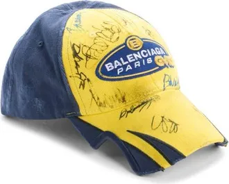 Balenciaga Banana Distressed Cotton Twill Baseball Cap in 7268 Yellow/Blue at Nordstrom, Size Medium