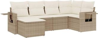 vidaXL Juego De Sof&aacute;s Jard&iacute;n Con Cojines 6 Pzas Rat&aacute;n Sint&eacute;tico Beige Vidaxl