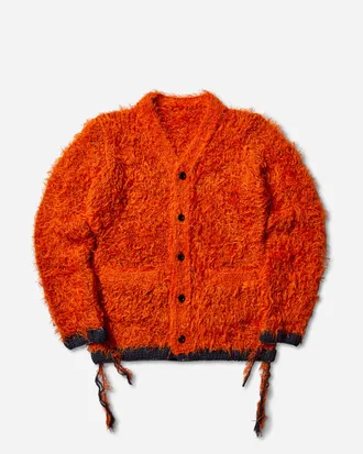 sacai Men s Furry Knit Cardigan Orange