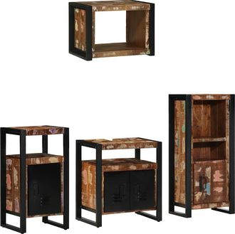 vidaXL Juego De Muebles De Ba&ntilde;o 4 Uds. Multicolor Y Negro Vidaxl