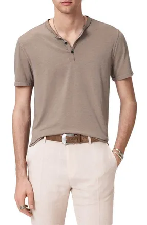 John Varvatos Duke Short Sleeve Henley in Haze Grey at Nordstrom, Size Xx-Large