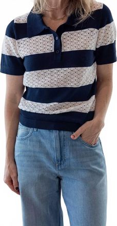 The Garment Tanzania Logo Polo Top In Navy/cream