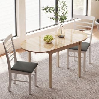 HOMCOM Foldable Dining Table, Solid Wood Drop Leaf Table, Natural