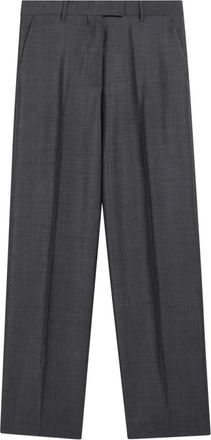 Miu Miu Logo Pants - Dames - Wijde Broeken - Grijs - M - Wol - Broeken