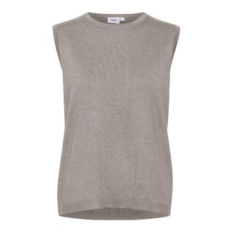 Saint Tropez Gebreid Vest Atmos Melange - Dames - Truien - Grijs - Maat: XS