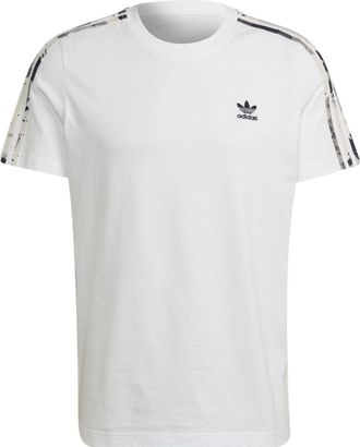 adidas Mens adidas Logo Embroidered Stripe Round Neck Sports Short Sleeve White T-Shirt HK2798