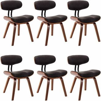 vidaXL Sillas De Comedor 6 Pcs Madera Curva Y Tela Gris