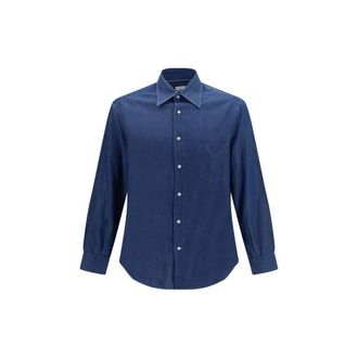 Brunello Cucinelli Blue Denim Mens Shirt