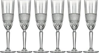 Barski Glass Champagne Flutes, 6.25Oz Set Of 6