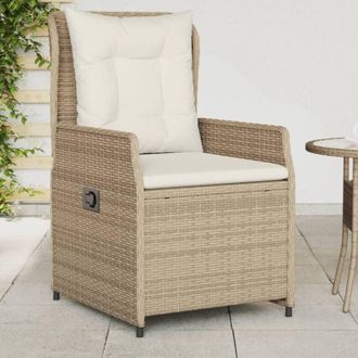 vidaXL Vidaxl - Sillones Reclinables De Jard&iacute;n 2 Uds Rat&aacute;n Sint&eacute;tico Beige