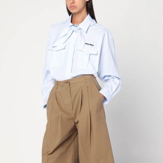 Miu Miu Light blue/white striped shirt with scarf