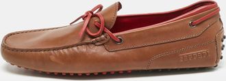 Tod's Tods For Ferrari Brown Leather Bow Slip On Loafers