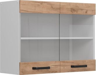 Vicco Armario de cocina con vidrio R-Line, Roble dorado, 80 cm, Vicco