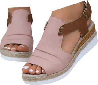 Generic Wedge Sandals For Women UK Orthopedic Ankle Strap Arch Support Open Toe Shoes Mid Heel Espadrilles Non-Slip Summer Casual Beach Daily jogging walking 