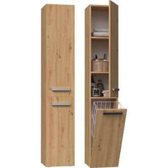 Topeshop Yana - Mueble De Cuarto De Ba&ntilde;o Con Cesto De Ropa - 31x30x174 Cm - Columna De Almacenamiento Para Cuarto De Ba&ntilde;o