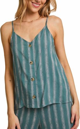 Gilli Danielle Striped Spaghetti Strap Top In Green /cream