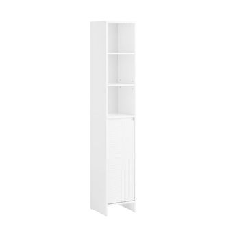 SoBuy Mueble columna de ba&ntilde;o con 1 cesto blanco