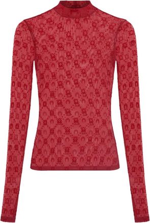 Marine Serre Moonogram Mesh Flock Highneck Top - Dames - Blouses - Rood - M - Overhemden