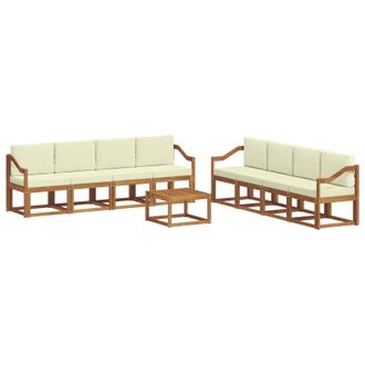 vidaXL Conjunto De Sof&aacute;s De Exterior Con Coj&iacute;n 9 Pcs Natural Y Crema Vidaxl