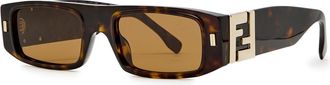 Fendi Rectangle-frame Sunglasses - Brown Havana - One Size