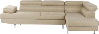 Beliani Beliani - Sof&aacute; Esquinero Con Reposacabezas Y Reposabrazos Ajustables En Forma De L De Tela Beige Claro Norrea