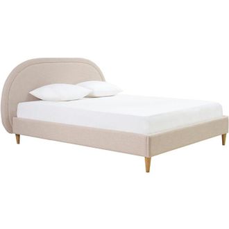 Miliboo Letto matrimoniale 160x200 in tessuto beige CHARLINE