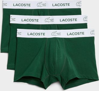 Lacoste Mens 3 green stretch trunks Cotton Stretch 3-pack