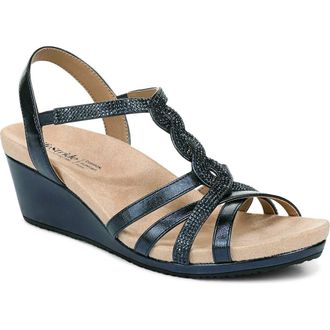 Life Stride Miami Slingback Wedge Sandal in Lux Navy-Dm at Nordstrom, Size 8.5