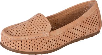 Comfort Plus Womens Freya Perforated Classic Slip-On Driving Moccasin by Payless, Tan, 2.5 UK