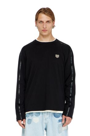 Diesel Long-sleeve T-shirt with tonal trims - T-Shirts - Man - Black