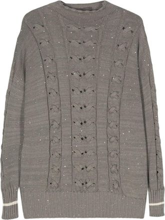 Lorena Antoniazzi Sequin-Embellished Cable-Knit Jumper
