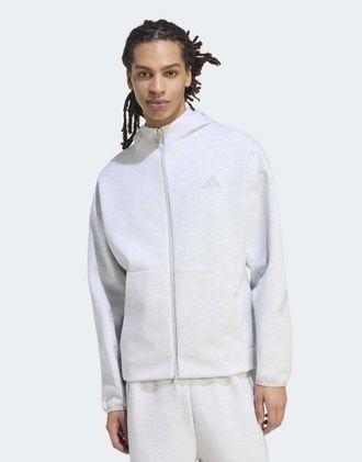 adidas Z.N.E. - Top sportivo grigio chiaro m&eacute;lange con zip