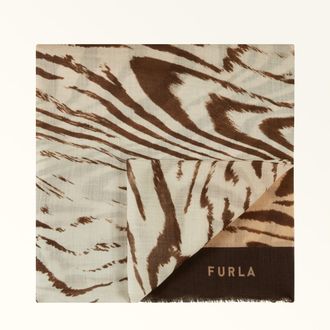 Furla Primavera Stole 70x200 Toni Cannella Brown Wool With Waves Print Woman