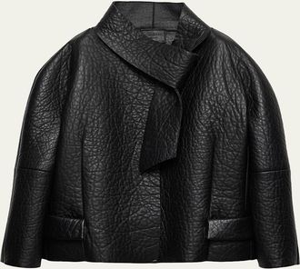 Prada Nappa Leather Jacket with Scarf Collar