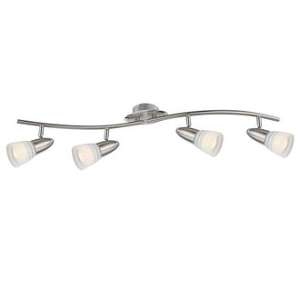 Netlighting Caleb Ceiling Spotlight Bar Chrome Opal Glass Shade 4x E14 3000K in Grey