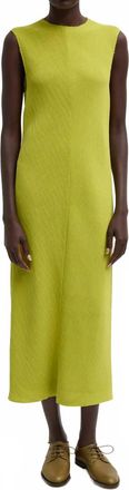 Tibi Plisse Sleeveless Bias Dress In Pea Pod