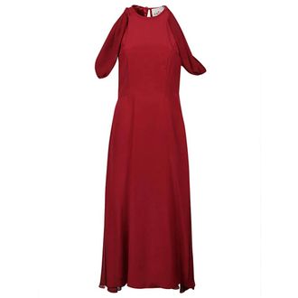 Crida Milano Rode Zijden Midi Jurk - Dames - Casual kleedjes - Rood - XS - Kleedjes
