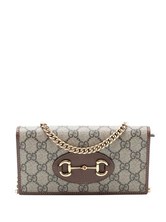 Gucci Borsa a tracolla Horsebit 1955 in tessuto GG Supreme con catena 2016-2025 - Marrone
