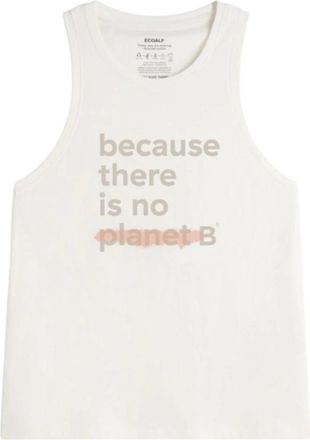 Ecoalf Mouwloze Underlinedalf T-shirt - Dames - Tops zonder mouwen - Wit - M - Tops