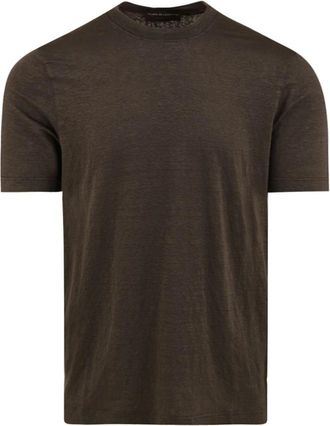FILIPPO DE LAURENTIIS T-shirt - Heren - T-shirts - Bruin - XL - Linnen - Tops