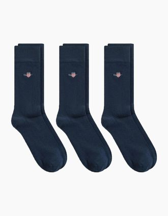 GANT Mens GANT 3 PACK SHIELD SOCKS EVENING BLUE - Navy - Size: 9.5/10/10.5/11/9