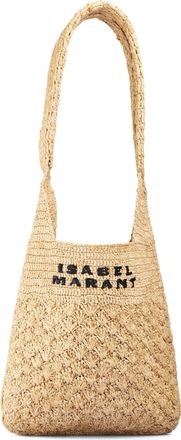 Isabel Marant Handcrafted Small Woven Raffia Bag with Embroidered Logo