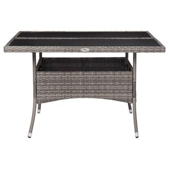 Berkfield Home Outdoor Dining Table Grey Poly Rattan & Glass