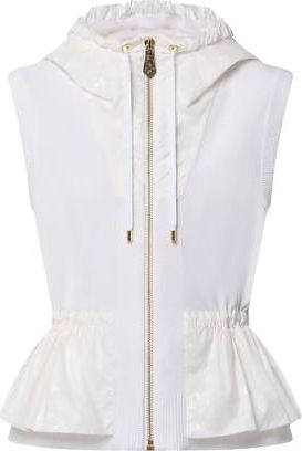 Louis Vuitton Cream Sleeveless Hooded Bi-Fabric Knit Jacket Size M