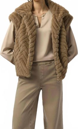 Joseph Ribkoff Chevron Faux Fur Vest In Mink