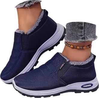 Generic Snow Boots Womens Outdoor Fur Lining Winter Shoes Waterproof Warm Hiking Booties Cold Weather Anti Slip Lightweight Ankle Bootie Ladies Slip On Boots 