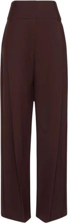 Sportmax Girino 003 Wijde Broek - Dames - Wijde Broeken - Bruin - S - Wol - Broeken