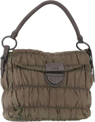 Prada Pre-owned Shoulder Bags, female, Gray, Size: ONE SIZE Pre-owned Nylon Shoulder Bag